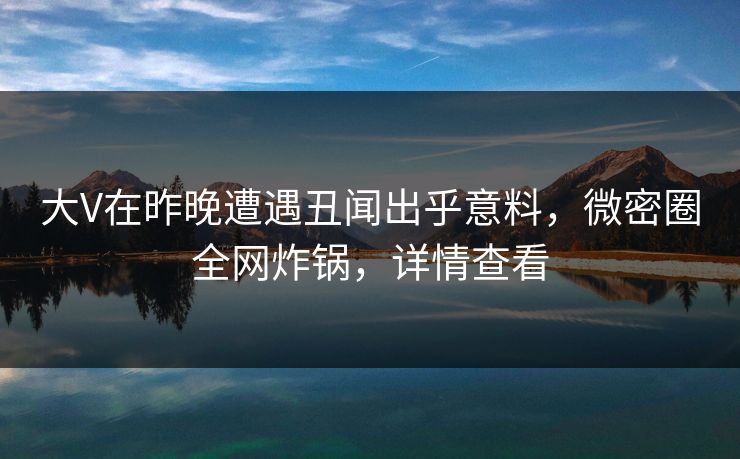 大V在昨晚遭遇丑闻出乎意料，微密圈全网炸锅，详情查看