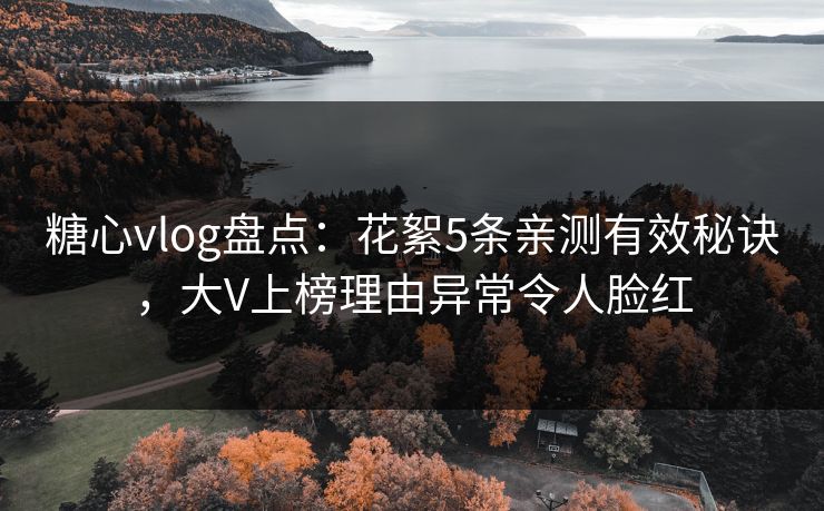 糖心vlog盘点：花絮5条亲测有效秘诀，大V上榜理由异常令人脸红