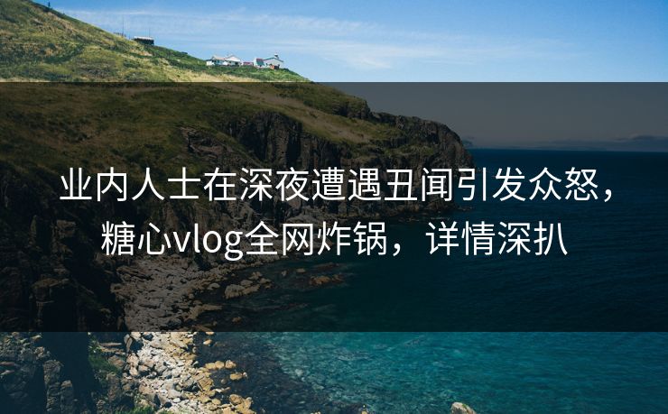 业内人士在深夜遭遇丑闻引发众怒，糖心vlog全网炸锅，详情深扒