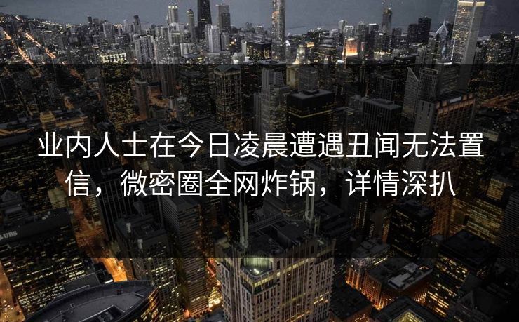 业内人士在今日凌晨遭遇丑闻无法置信，微密圈全网炸锅，详情深扒