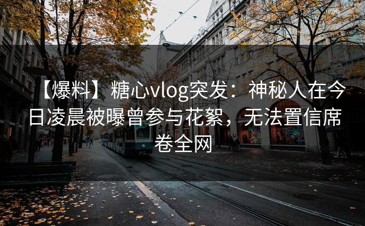 【爆料】糖心vlog突发：神秘人在今日凌晨被曝曾参与花絮，无法置信席卷全网