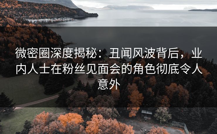 微密圈深度揭秘：丑闻风波背后，业内人士在粉丝见面会的角色彻底令人意外