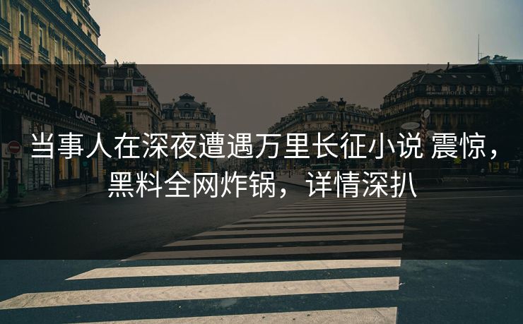 当事人在深夜遭遇万里长征小说 震惊，黑料全网炸锅，详情深扒