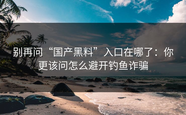 别再问“国产黑料”入口在哪了：你更该问怎么避开钓鱼诈骗